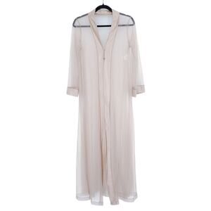 Gilead Satin Sheer Robe Beige Mesh Long Sleeve Vintage Sleepwear Women's S